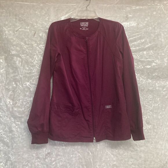 CHEROKEE Women’s Scrub Jacket Size XS Maroon Burgundy Workwear Core Stretch - Picture 10 of 10